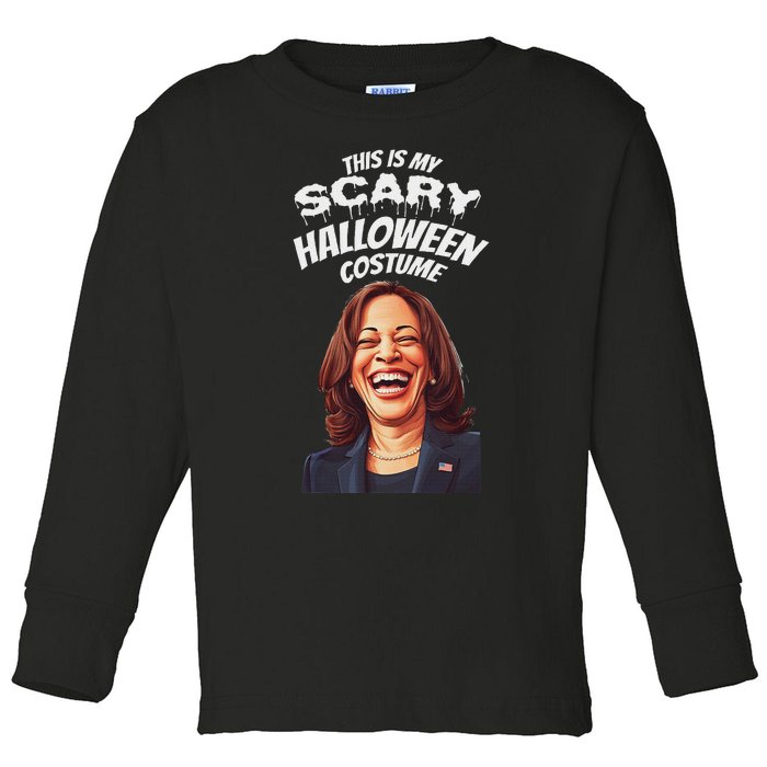 Funny Kamala Harris Scary Halloween Gag President Costume Toddler Long Sleeve Shirt