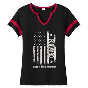 Forward Kamala Harris Usa Flag Ladies Halftime Notch Neck Tee