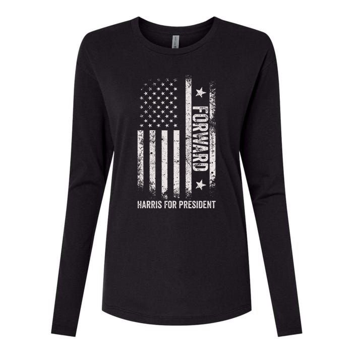 Forward Kamala Harris Usa Flag Womens Cotton Relaxed Long Sleeve T-Shirt