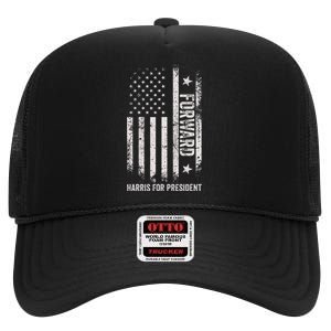 Forward Kamala Harris Usa Flag High Crown Mesh Back Trucker Hat