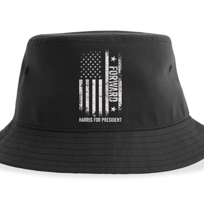 Forward Kamala Harris Usa Flag Sustainable Bucket Hat