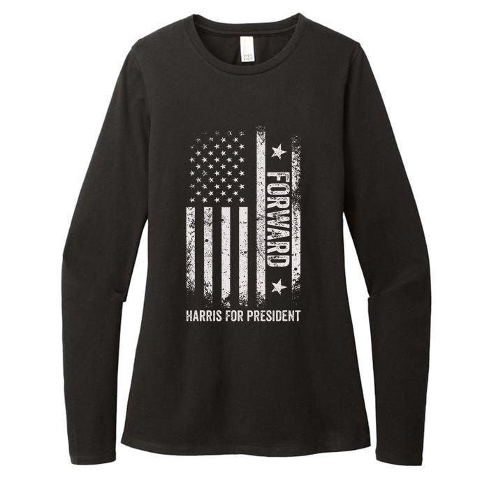 Forward Kamala Harris Usa Flag Womens CVC Long Sleeve Shirt