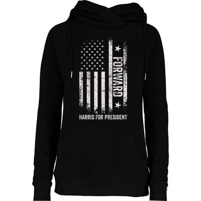 Forward Kamala Harris Usa Flag Womens Funnel Neck Pullover Hood