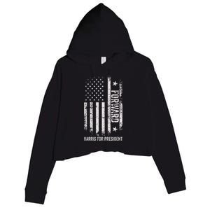 Forward Kamala Harris Usa Flag Crop Fleece Hoodie