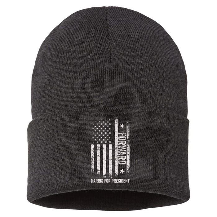 Forward Kamala Harris Usa Flag Sustainable Knit Beanie