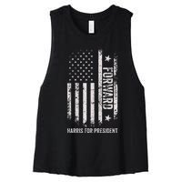 Forward Kamala Harris Usa Flag Women's Racerback Cropped Tank