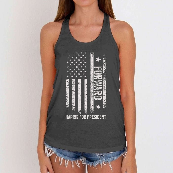 Forward Kamala Harris Usa Flag Women's Knotted Racerback Tank