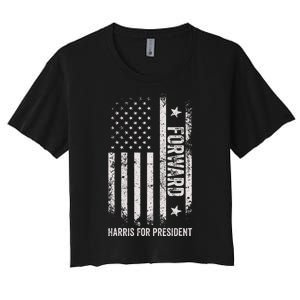 Forward Kamala Harris Usa Flag Women's Crop Top Tee