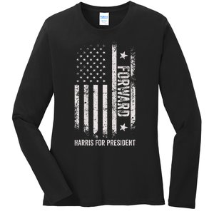 Forward Kamala Harris Usa Flag Ladies Long Sleeve Shirt