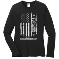 Forward Kamala Harris Usa Flag Ladies Long Sleeve Shirt