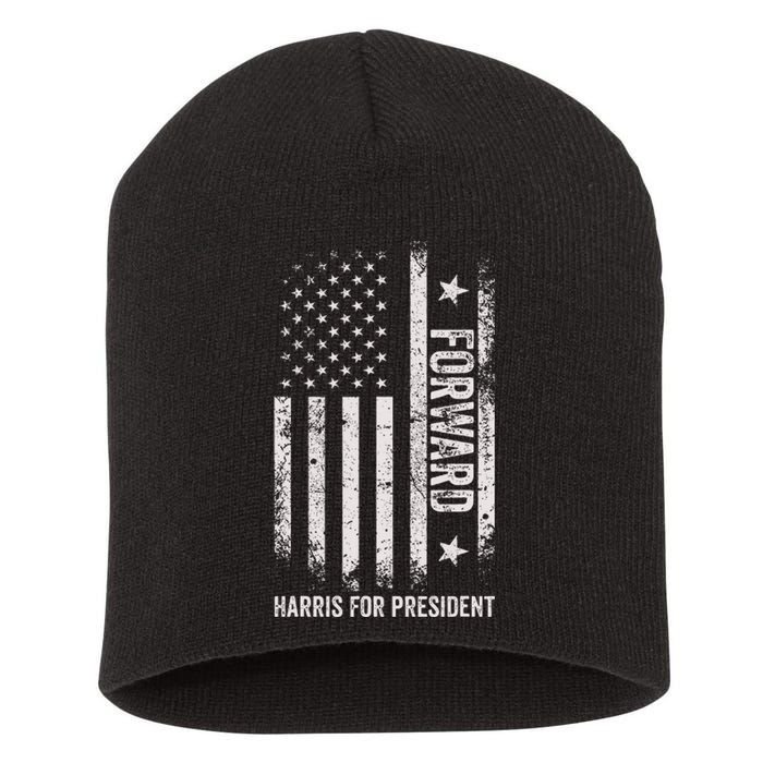 Forward Kamala Harris Usa Flag Short Acrylic Beanie