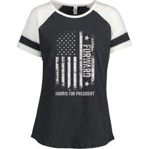 Forward Kamala Harris Usa Flag Enza Ladies Jersey Colorblock Tee