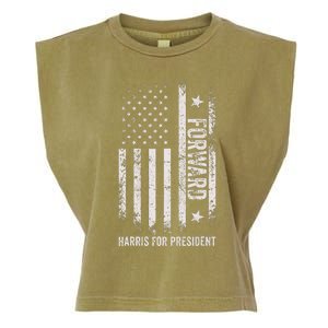 Forward Kamala Harris Usa Flag Garment-Dyed Women's Muscle Tee