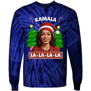 Funny Kamala Harris 2024 Christmas Comma La Xmas Tie-Dye Long Sleeve Shirt