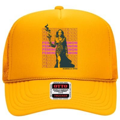 Femininomenon Kamala Harris Colorful Text High Crown Mesh Back Trucker Hat