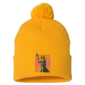 Femininomenon Kamala Harris Colorful Text Pom Pom 12in Knit Beanie