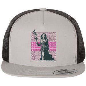 Femininomenon Kamala Harris Colorful Text Flat Bill Trucker Hat