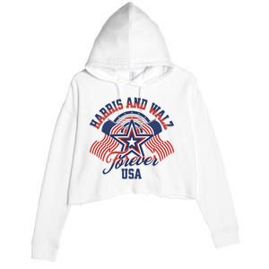 Forever Kamala Harris Tim Walz Waltz Crop Fleece Hoodie