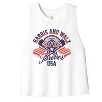 Forever Kamala Harris Tim Walz Waltz Women's Racerback Cropped Tank