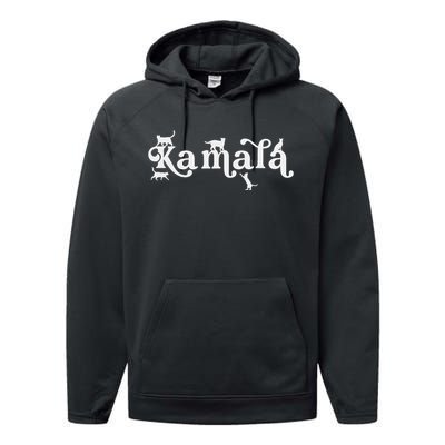 Funny Kamala Harris Cat Lettering Performance Fleece Hoodie