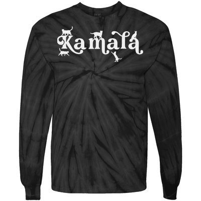 Funny Kamala Harris Cat Lettering Tie-Dye Long Sleeve Shirt