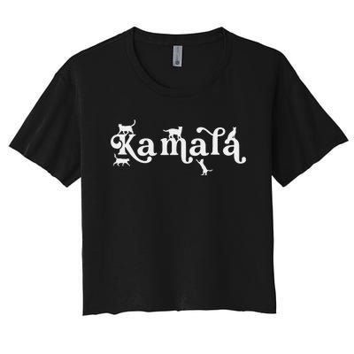 Funny Kamala Harris Cat Lettering Women's Crop Top Tee