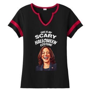 Funny Kamala Harris Scary Halloween Gag President Costume Ladies Halftime Notch Neck Tee