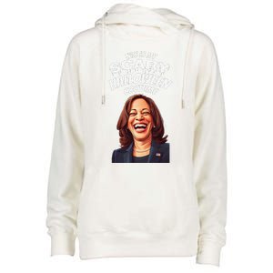 Funny Kamala Harris Scary Halloween Gag President Costume Womens Funnel Neck Pullover Hood