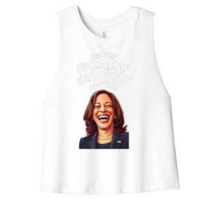 Funny Kamala Harris Scary Halloween Gag President Costume Women's Racerback Cropped Tank