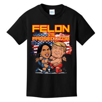 Funny Kamala Harris Vs Trump Comic Battle For Usa Kids T-Shirt