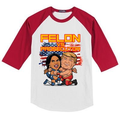 Funny Kamala Harris Vs Trump Comic Battle For Usa Kids Colorblock Raglan Jersey