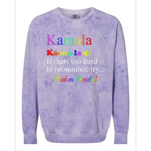 Funny Kamala Harris 2024 Madam President Harris Colorblast Crewneck Sweatshirt