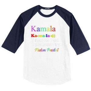 Funny Kamala Harris 2024 Madam President Harris Baseball Sleeve Shirt