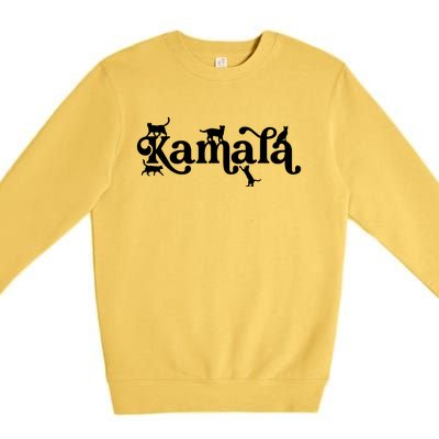 Funny Kamala Harris Cat Lettering Premium Crewneck Sweatshirt