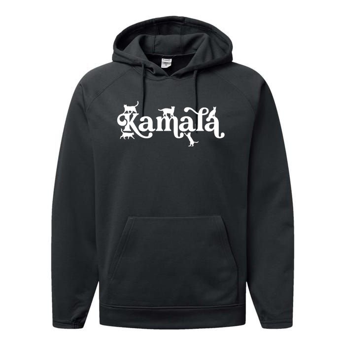 Funny Kamala Harris Cat Lettering Performance Fleece Hoodie