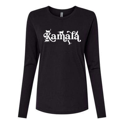 Funny Kamala Harris Cat Lettering Womens Cotton Relaxed Long Sleeve T-Shirt