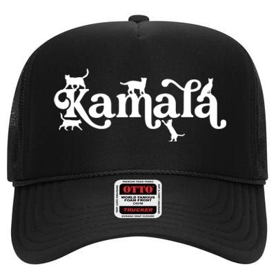 Funny Kamala Harris Cat Lettering High Crown Mesh Back Trucker Hat