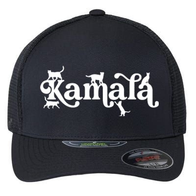 Funny Kamala Harris Cat Lettering Flexfit Unipanel Trucker Cap