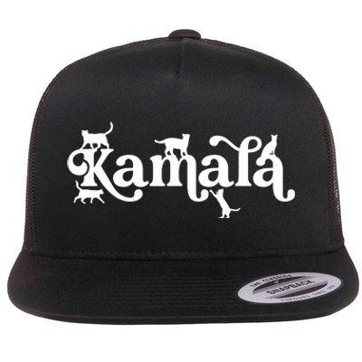 Funny Kamala Harris Cat Lettering Flat Bill Trucker Hat