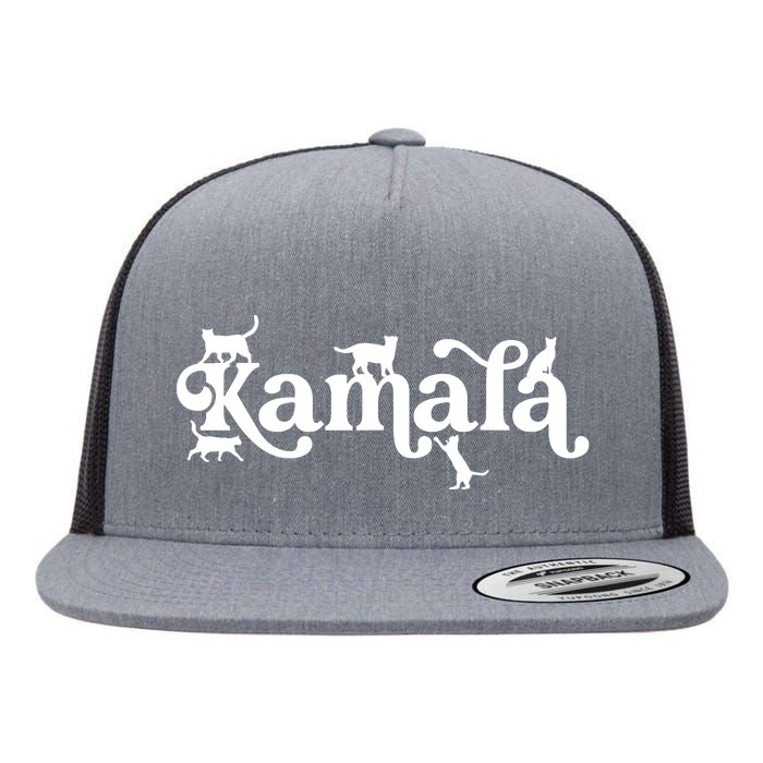 Funny Kamala Harris Cat Lettering Flat Bill Trucker Hat