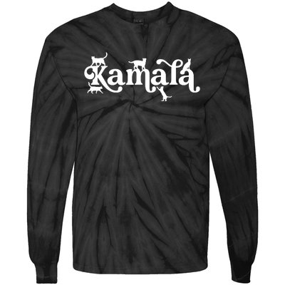 Funny Kamala Harris Cat Lettering Tie-Dye Long Sleeve Shirt