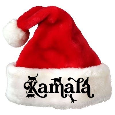 Funny Kamala Harris Cat Lettering Premium Christmas Santa Hat