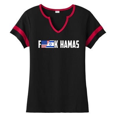 F K Hamas Pray For Israel Strong Usa And Israel Flag Ladies Halftime Notch Neck Tee