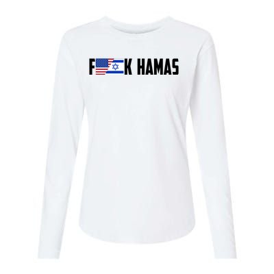 F K Hamas Pray For Israel Strong Usa And Israel Flag Womens Cotton Relaxed Long Sleeve T-Shirt