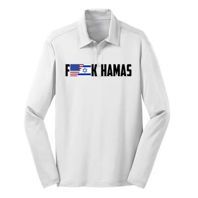 F K Hamas Pray For Israel Strong Usa And Israel Flag Silk Touch Performance Long Sleeve Polo