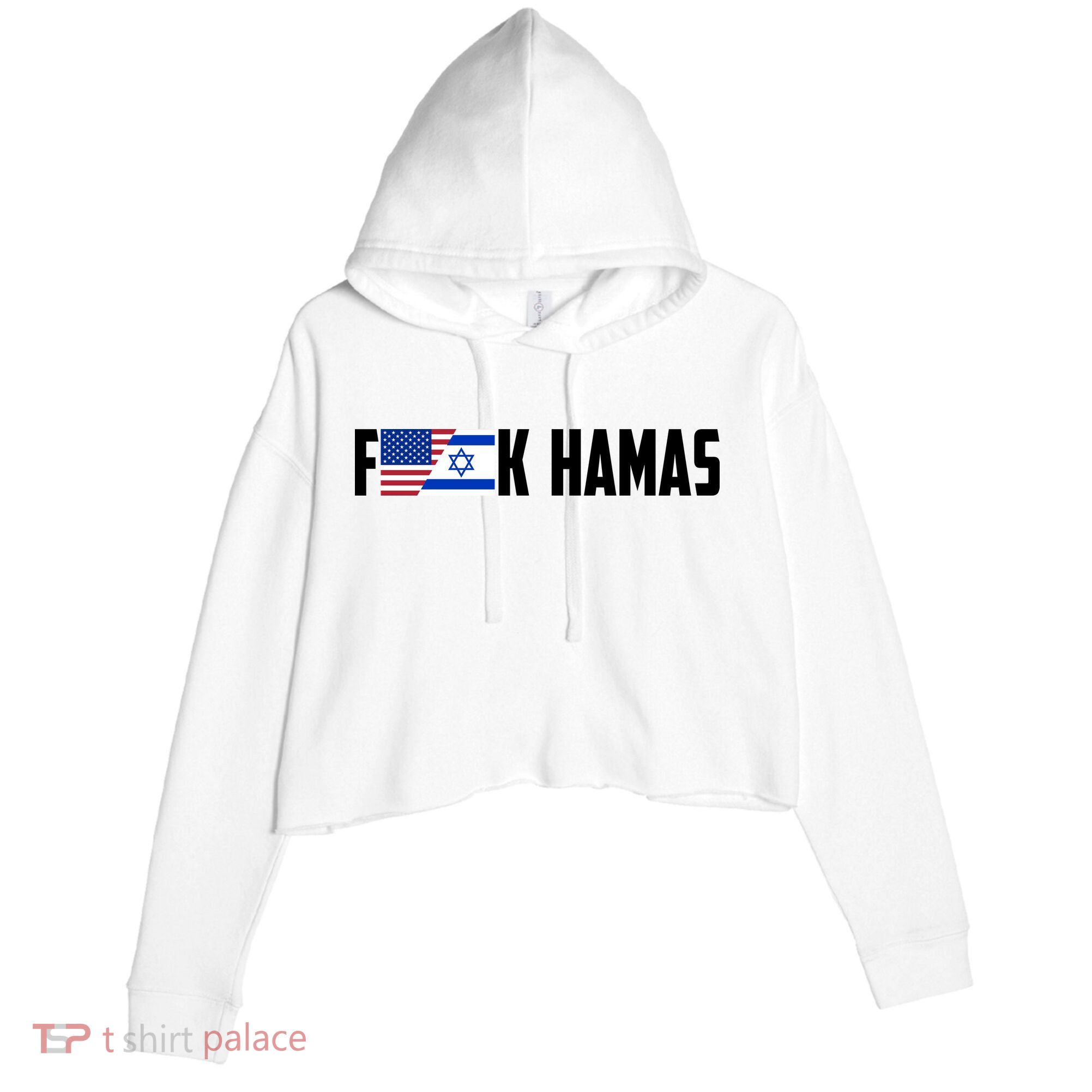 F K Hamas Pray For Israel Strong Usa And Israel Flag Crop Fleece Hoodie
