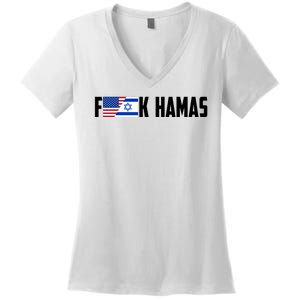 F K Hamas Pray For Israel Strong Usa And Israel Flag Women's V-Neck T-Shirt