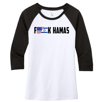 F K Hamas Pray For Israel Strong Usa And Israel Flag Women's Tri-Blend 3/4-Sleeve Raglan Shirt