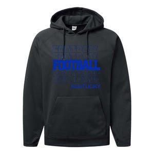 Football Kentucky In Modern Stacked Lettering Performance Fleece Hoodie