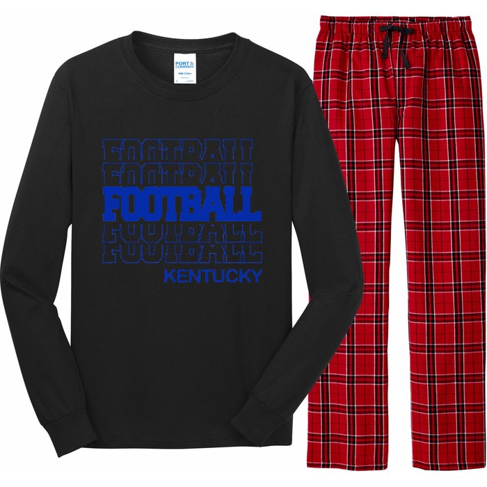 Football Kentucky In Modern Stacked Lettering Long Sleeve Pajama Set